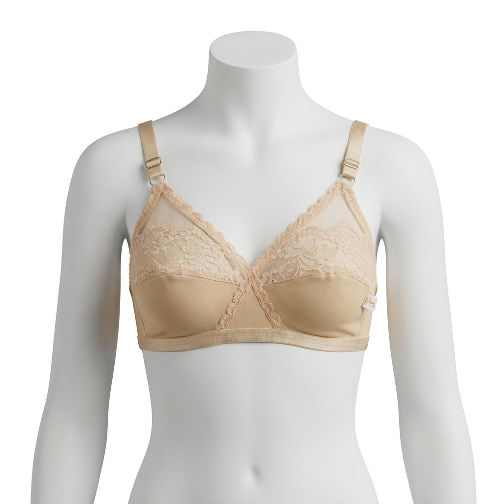 222 Jersey wireless bra in Skin and Black — Front View | Candy Pakistan
