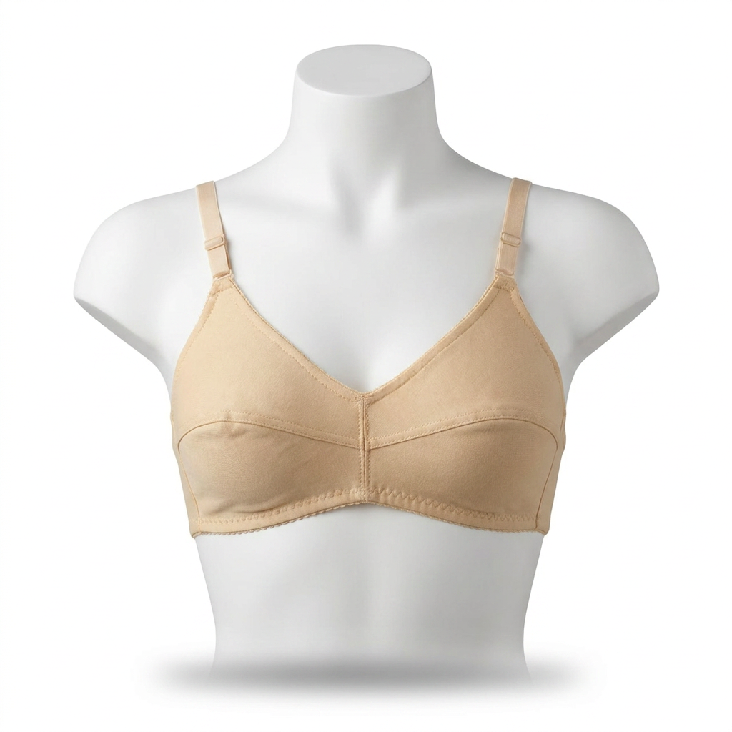 111 Jersey wireless bra in Skin and Black — Front View | Candy Pakistan