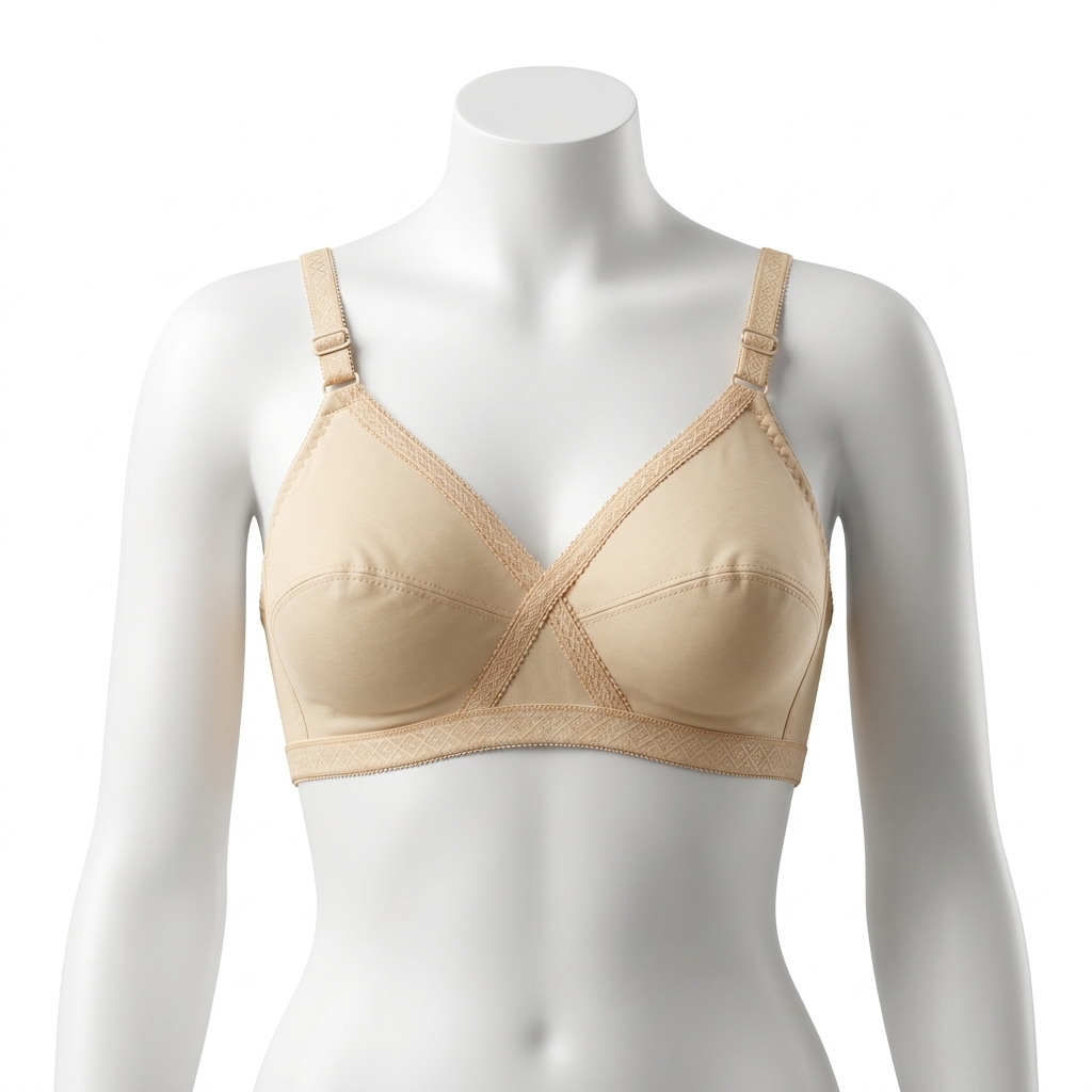 Comfort wireless bra in Skin and Black — Front View | Candy Pakistan