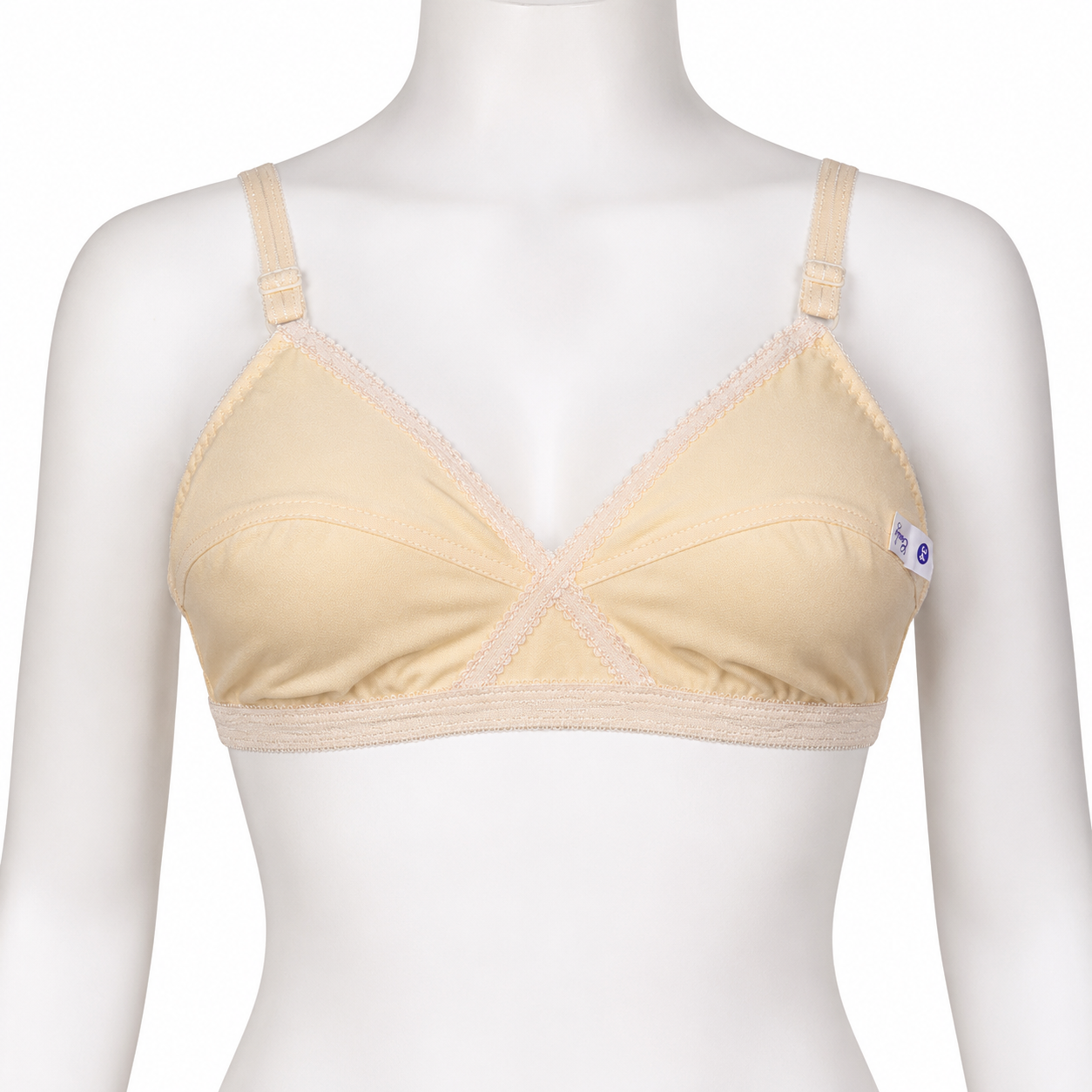 Jersey Cross wireless bra in Skin and Black — Front View | Candy Pakistan