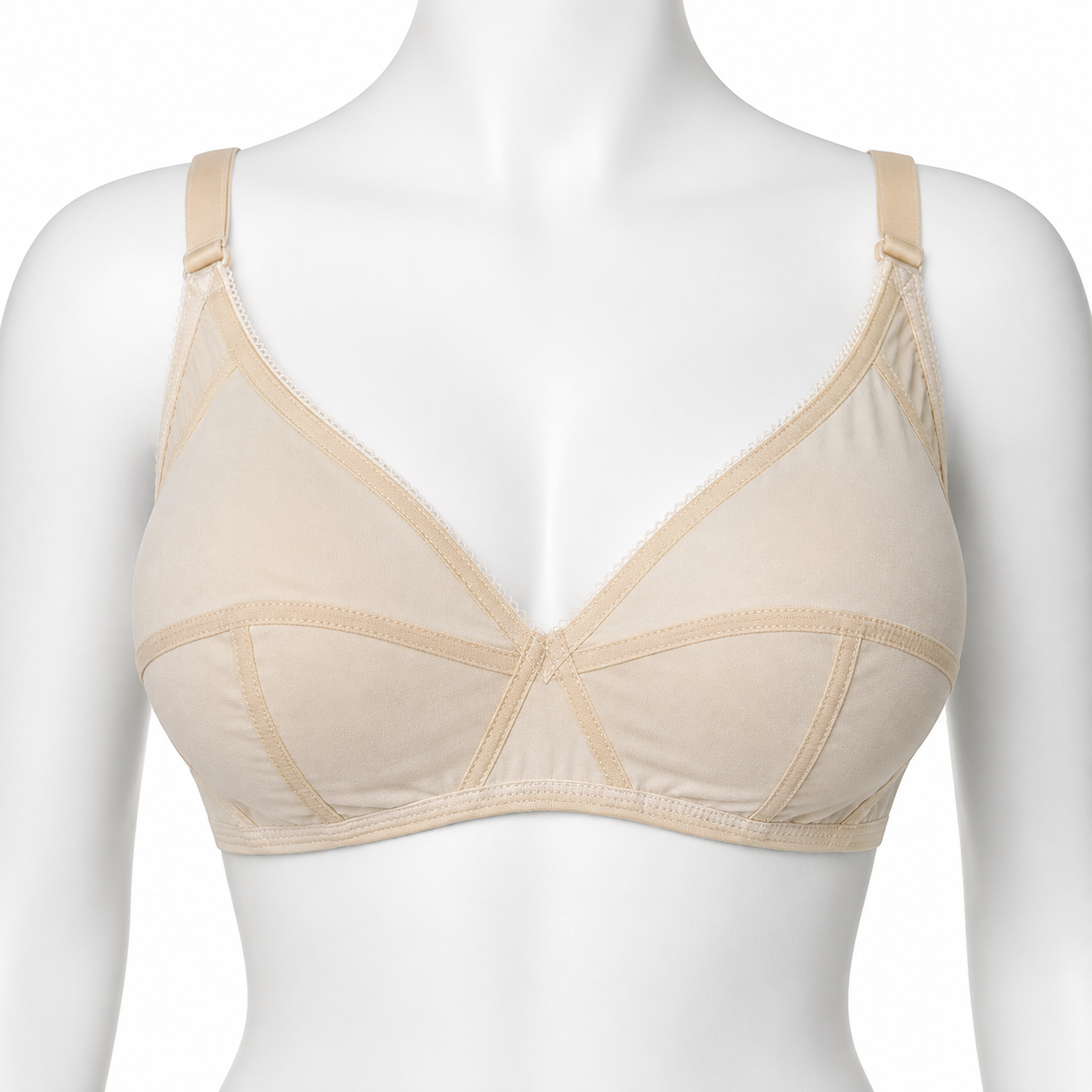 Gift Cotton wireless bra in Skin and Black — Front View | Candy Pakistan
