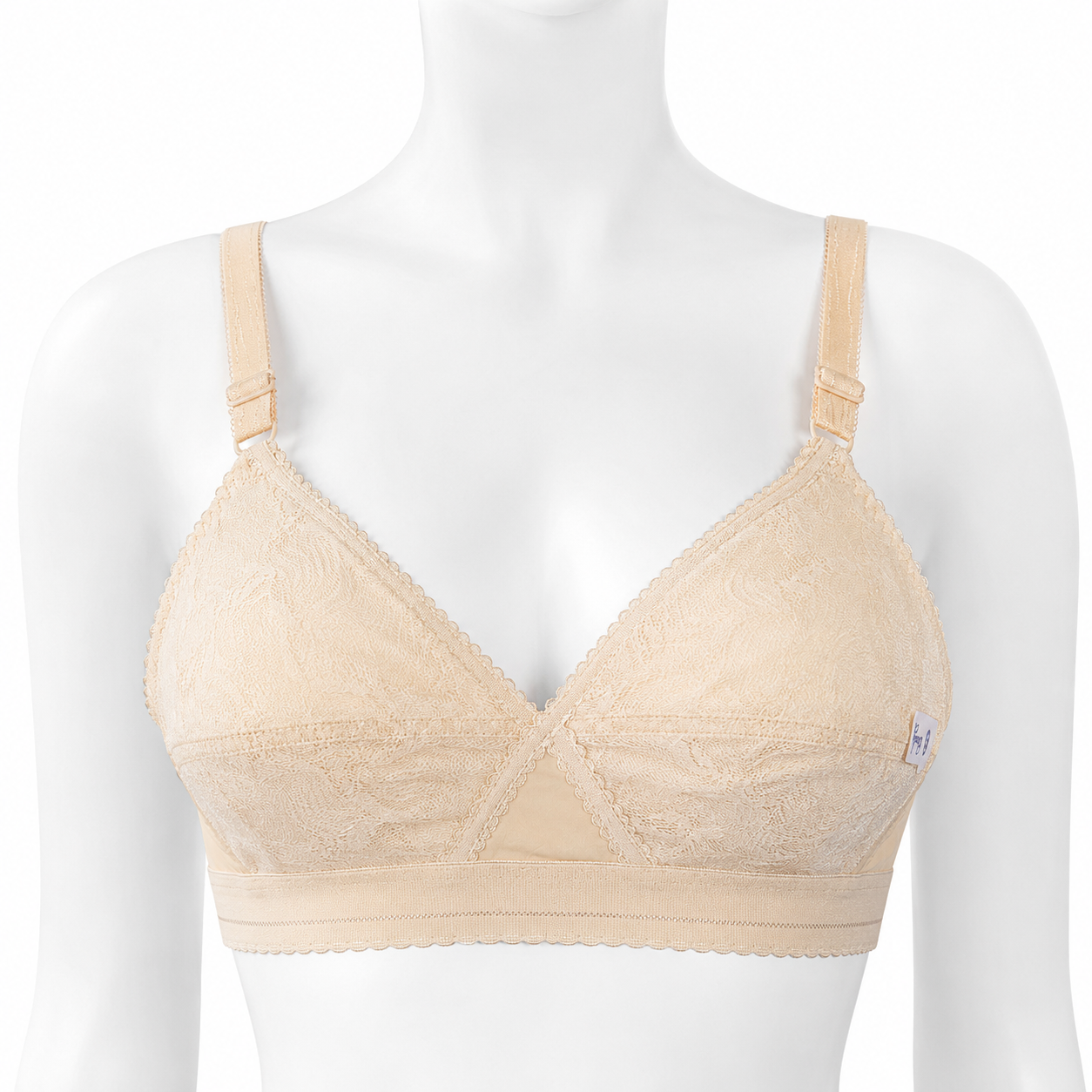 Delux Jali wireless bra in Skin and Black — Front View | Candy Pakistan