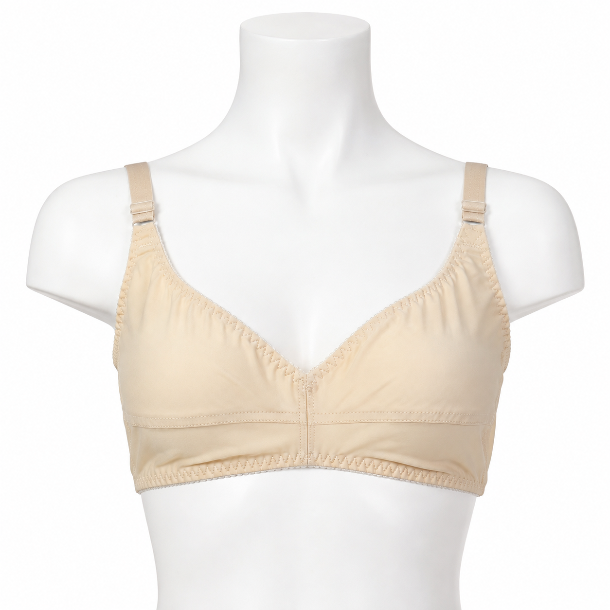 Delux Jersey wireless bra in Skin and Black — Front View | Candy Pakistan