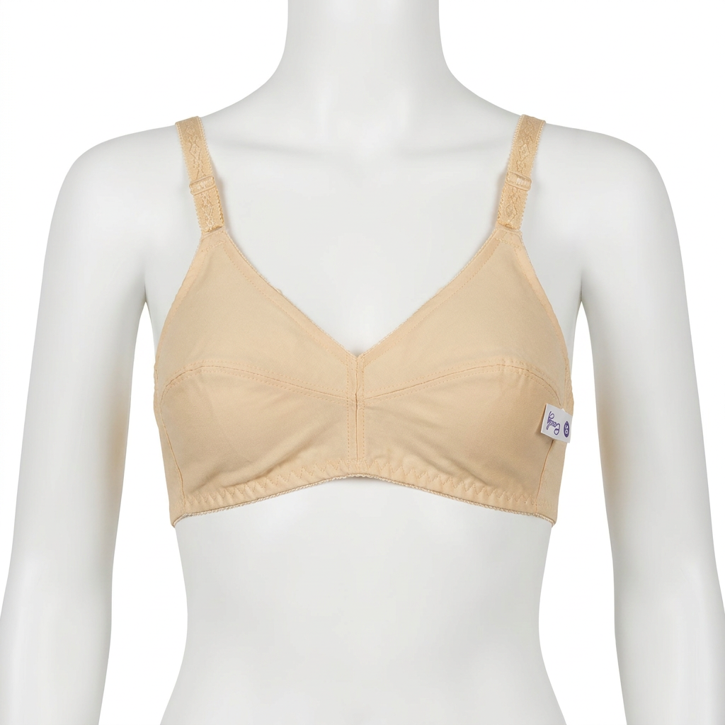 444 Cotton wireless bra in Skin and Black — Front View | Candy Pakistan