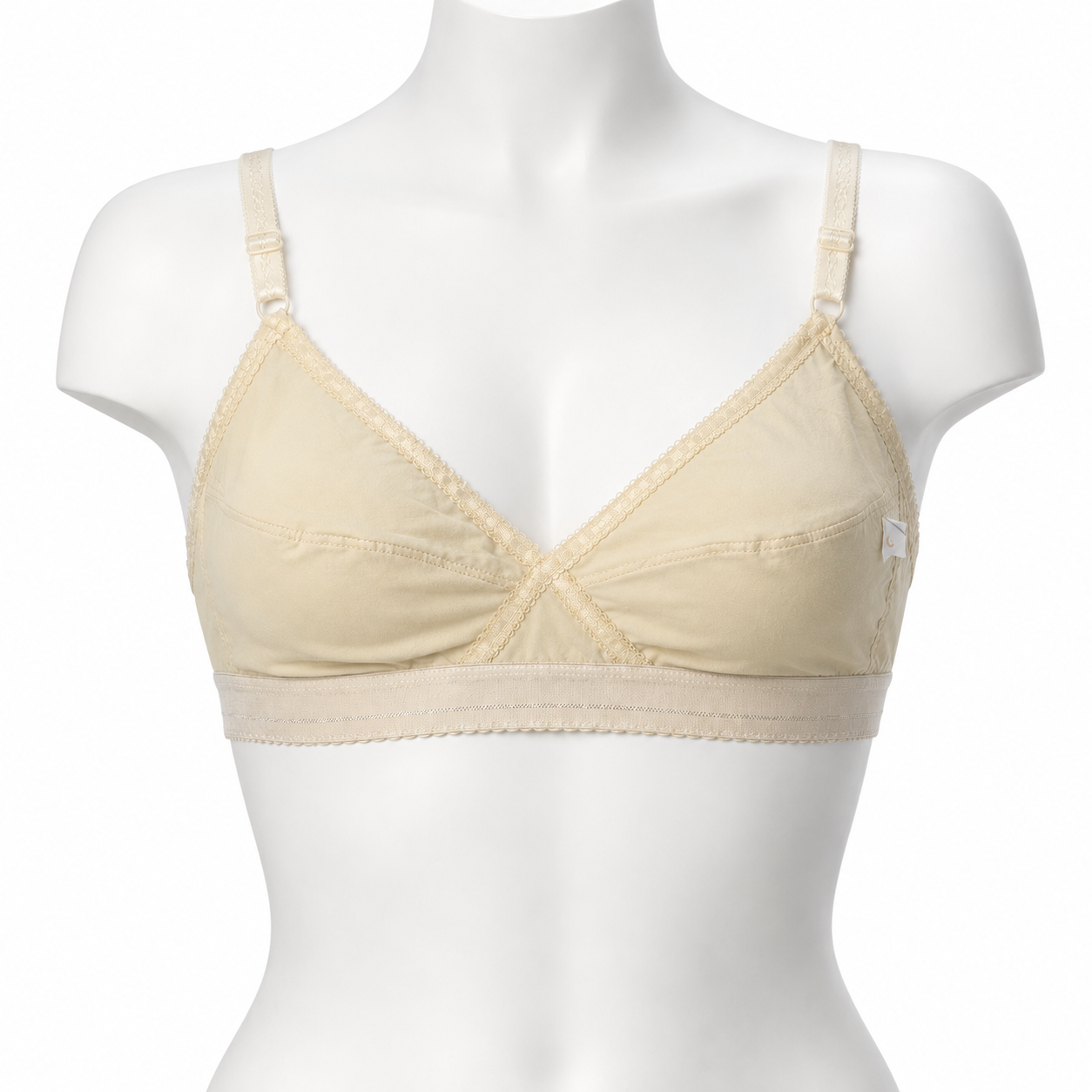 Delux Cotton wireless bra in Skin and Black — Front View | Candy Pakistan